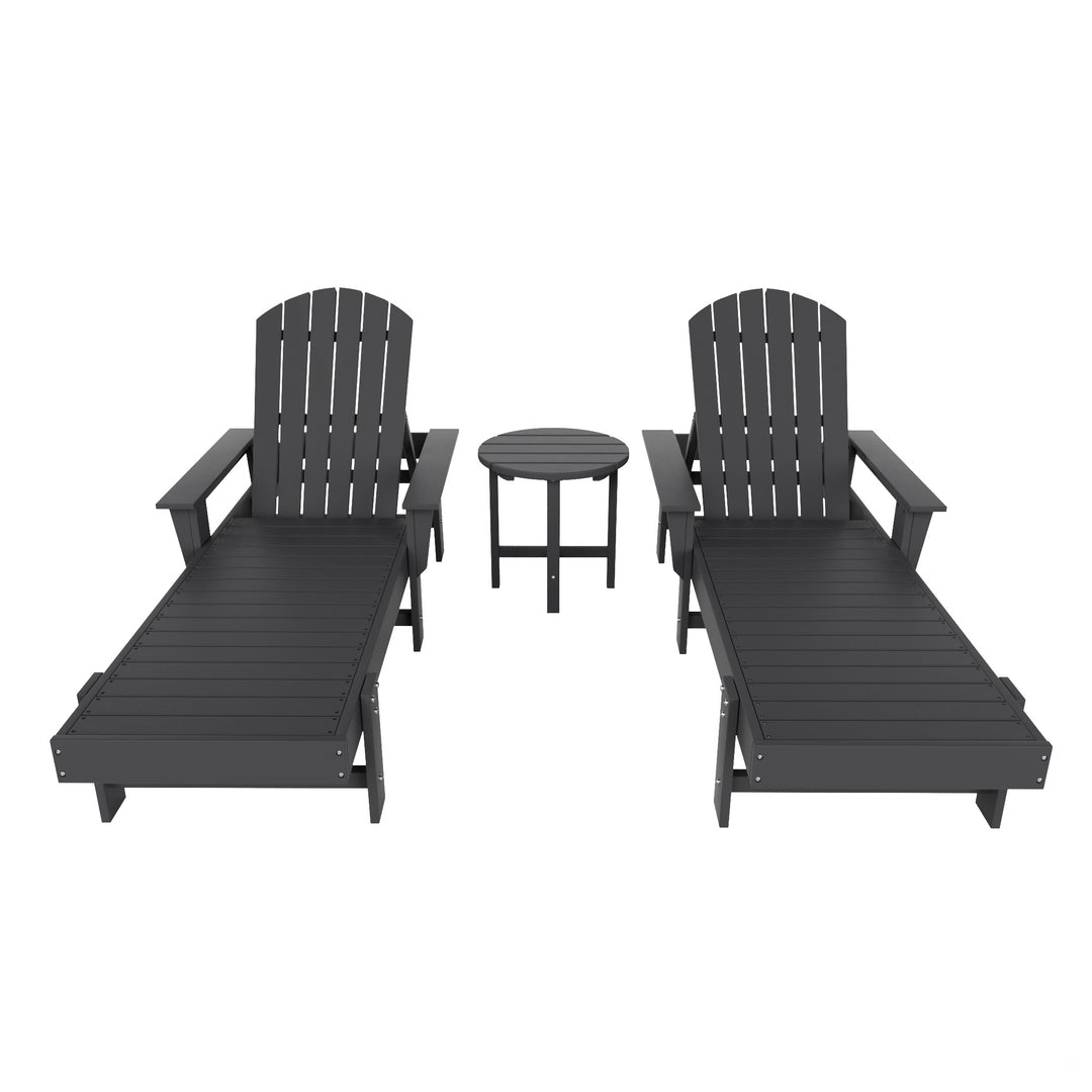 Dylan 3 Piece Adirondack Poly Reclining Chaise Lounge With Arms