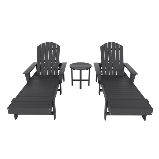 Dylan 3 Piece Adirondack Poly Reclining Chaise Lounge With Arms