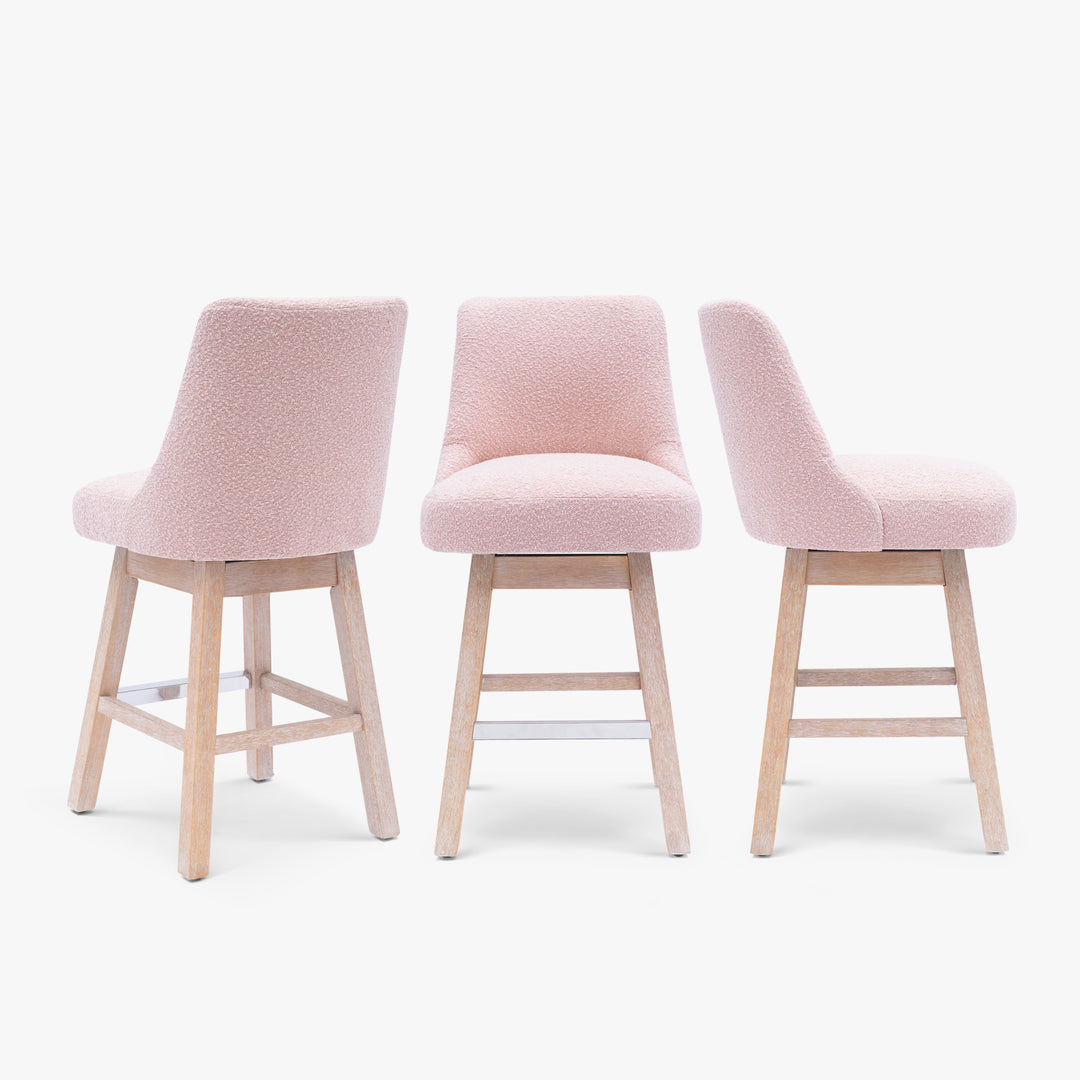 Genevieve 26" Upholstered Swivel Counter Height Bar Stools (Set of 3)
