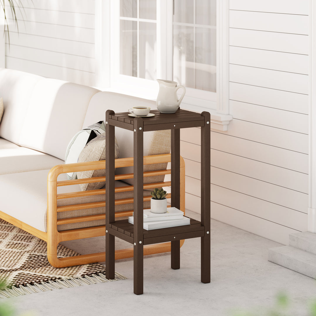 Malibu 36" Outdoor Adirondack HDPE 2-Tier Patio Side Table