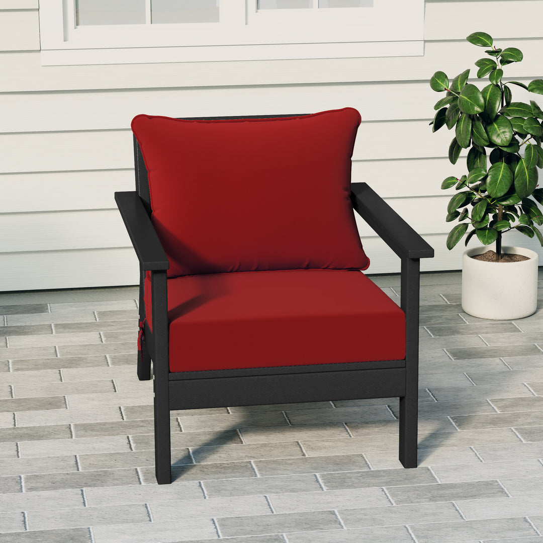 Avalon Outdoor Modern HDPE Patio Club Chair with Deep Seat Cushions