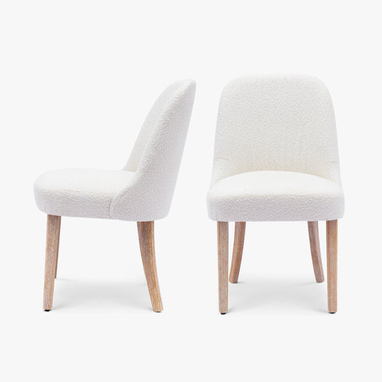Genevieve Mid-Century Modern Upholstered Boucle Dining Chair (Set of 2)