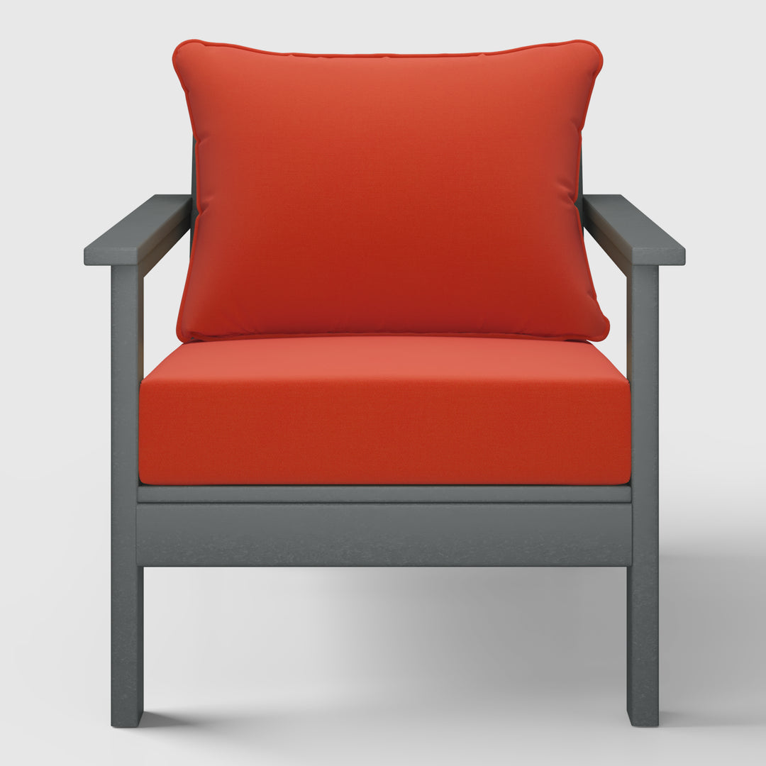 Avalon Outdoor Modern HDPE Patio Club Chair with Deep Seat Cushions