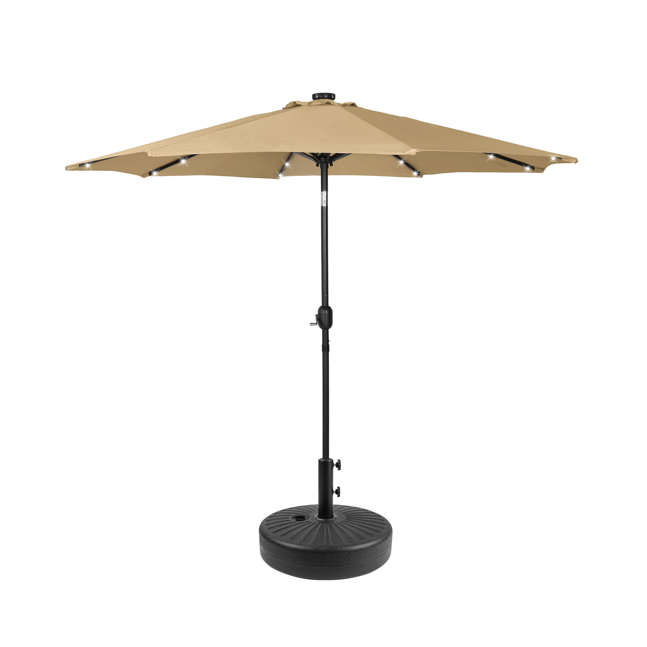 WestinTrends 9 ft. Patio Solar Power LED lights Market Umbrella with Black Round Base