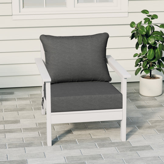 Avalon Outdoor Modern HDPE Patio Club Chair with Deep Seat Cushions