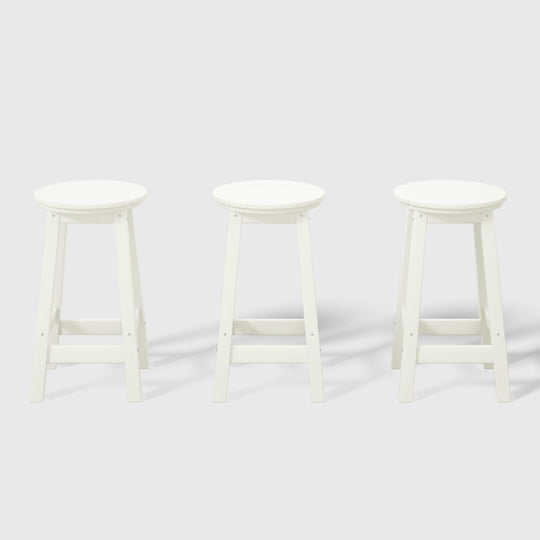 Malibu 24" HDPE Outdoor Patio Round Counter Height Bar Stool (Set of 3)