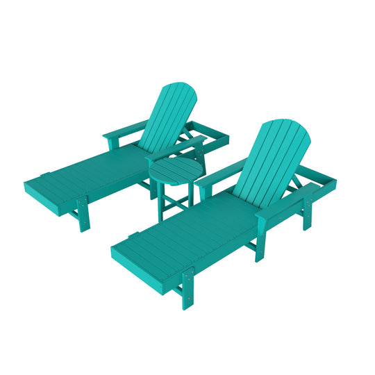 Dylan 3 Piece Adirondack Poly Reclining Chaise Lounge With Arms