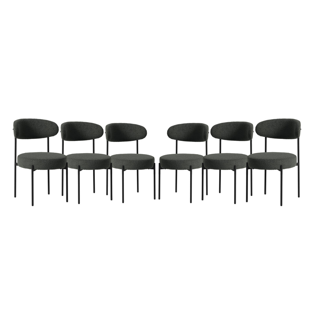 Alexandria Mid-Century Modern Upholstered Sherpa Round Dining Chairs (Set of 6)