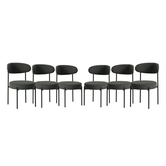 Alexandria Mid-Century Modern Upholstered Sherpa Round Dining Chairs (Set of 6)