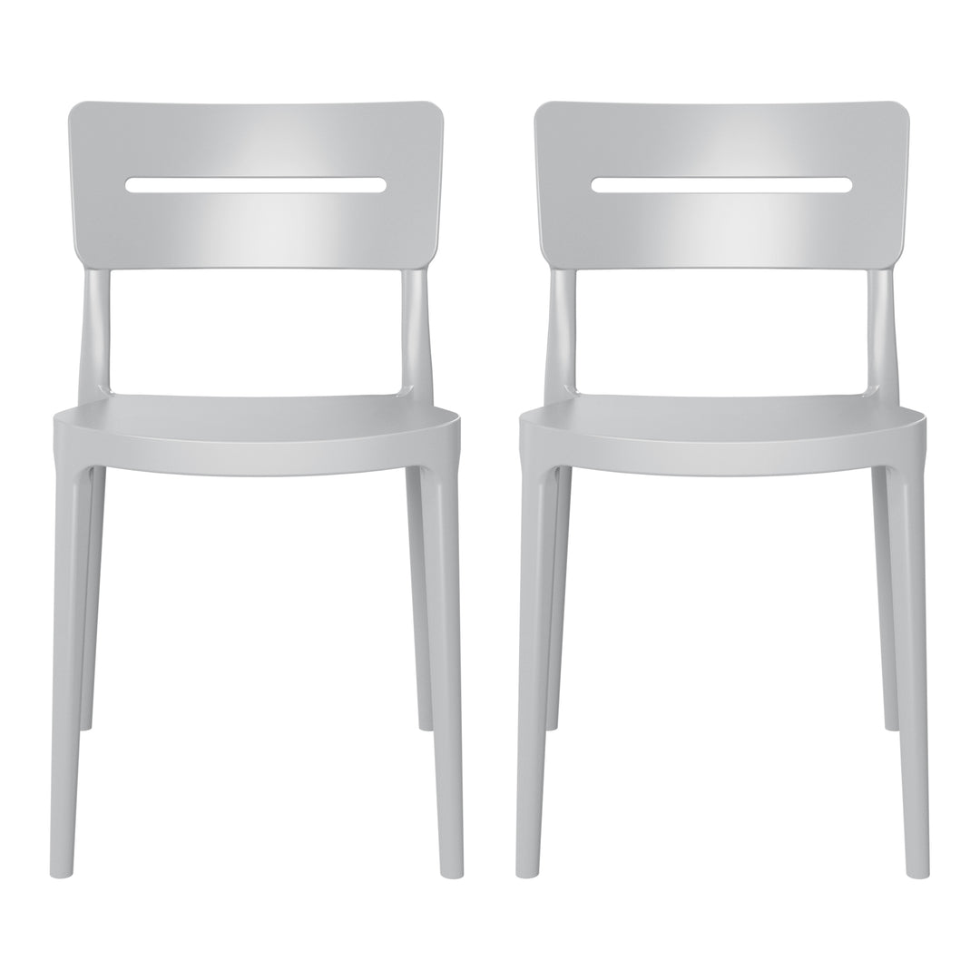 Playa Outdoor Modern Stackable Plastic Patio Dining Chairs (Set of 2)