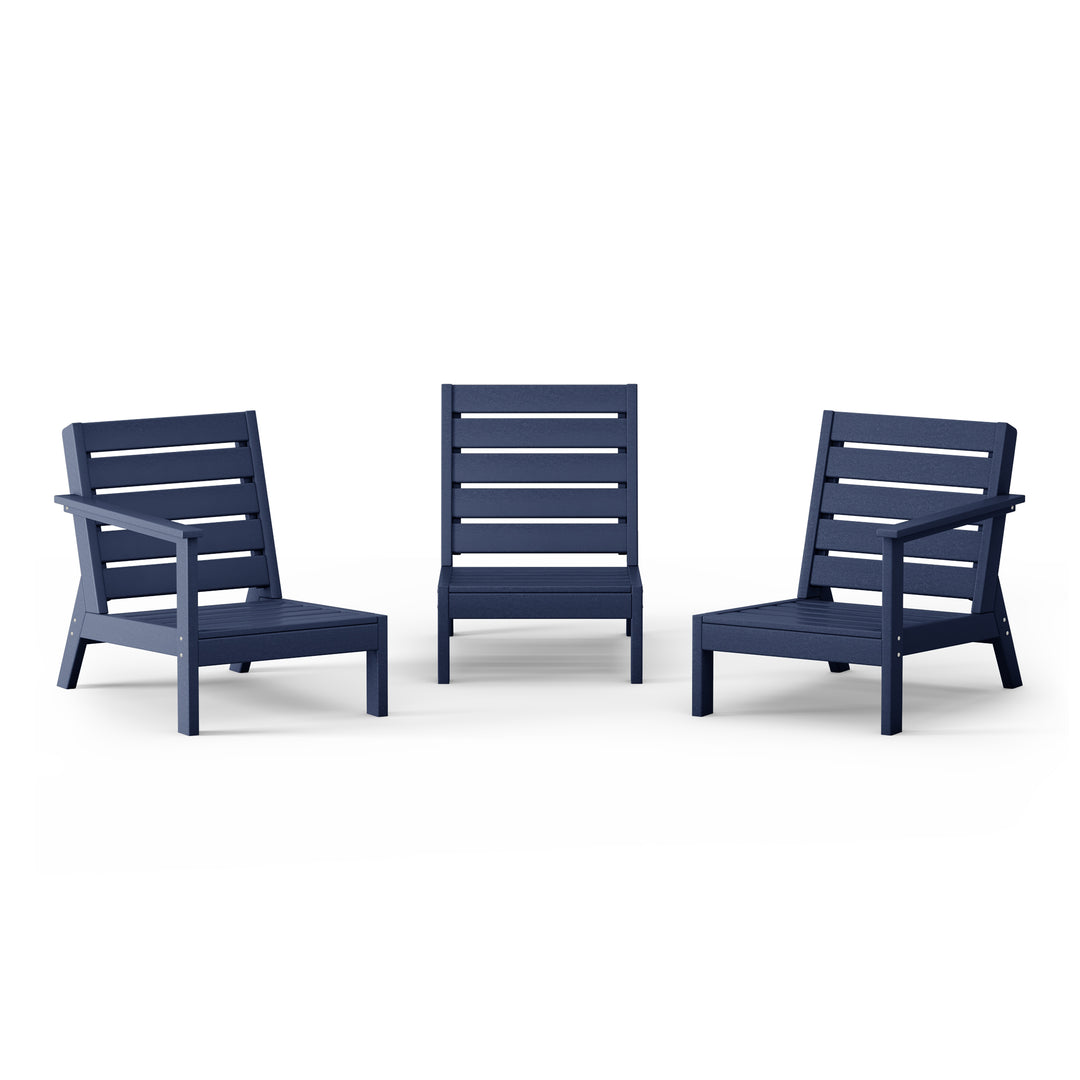 Avalon Outdoor Patio 3-Piece HDPE Deep Seating Sectional Sofa