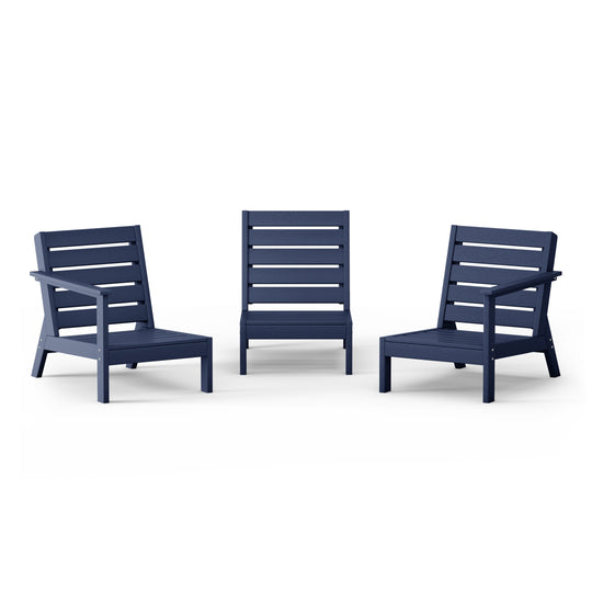 Avalon Outdoor Patio 3-Piece HDPE Deep Seating Sectional Sofa