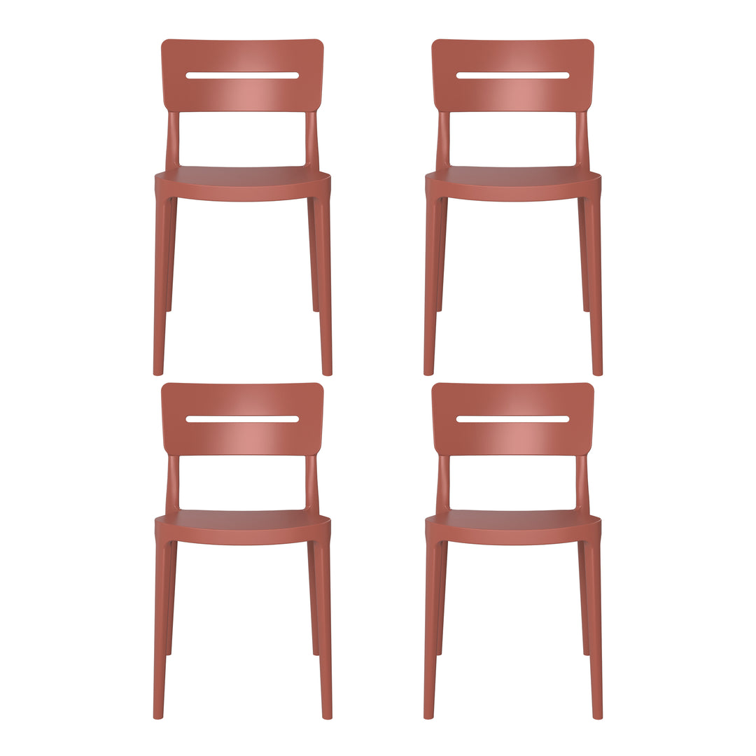 Playa Outdoor Modern Stackable Plastic Patio Dining Chairs (Set of 4)