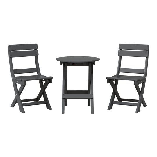 Malibu 3-Piece Outdoor HDPE Folding Patio Bistro Table and Chairs