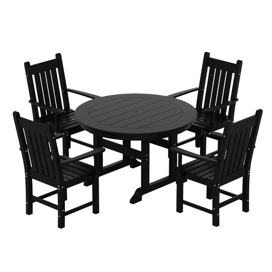 Malibu 5 Piece Outdoor Patio Dining Set Outdoor Round Table and Armchair Set