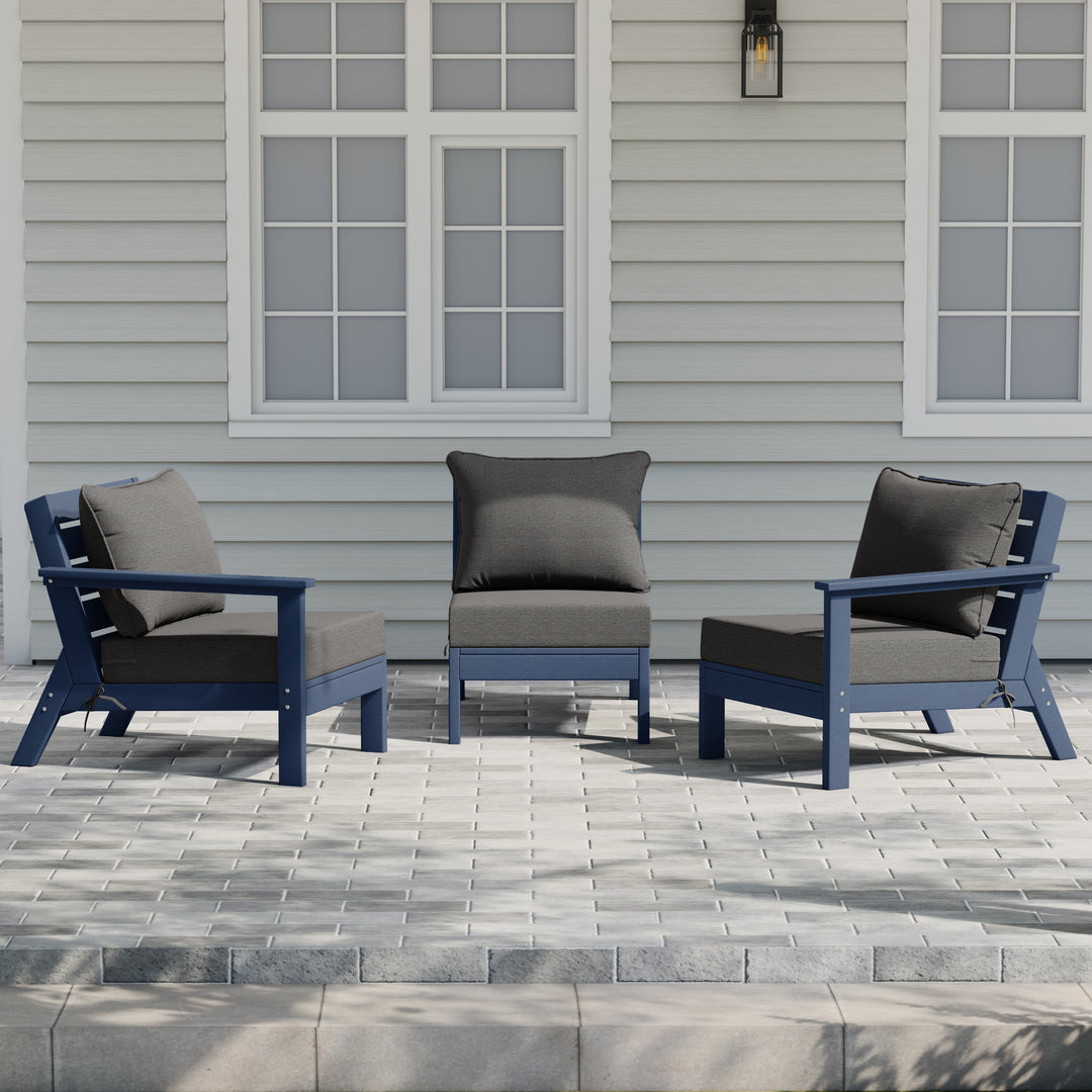 Avalon Outdoor Patio HDPE Sectional Sofa with Patio Cushions