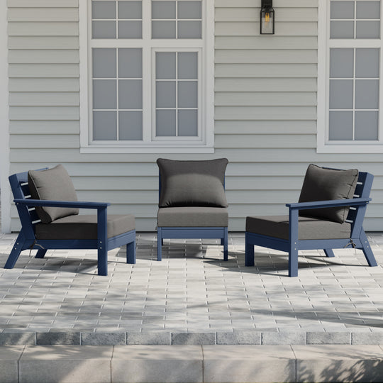 Avalon Outdoor Patio HDPE Sectional Sofa with Patio Cushions