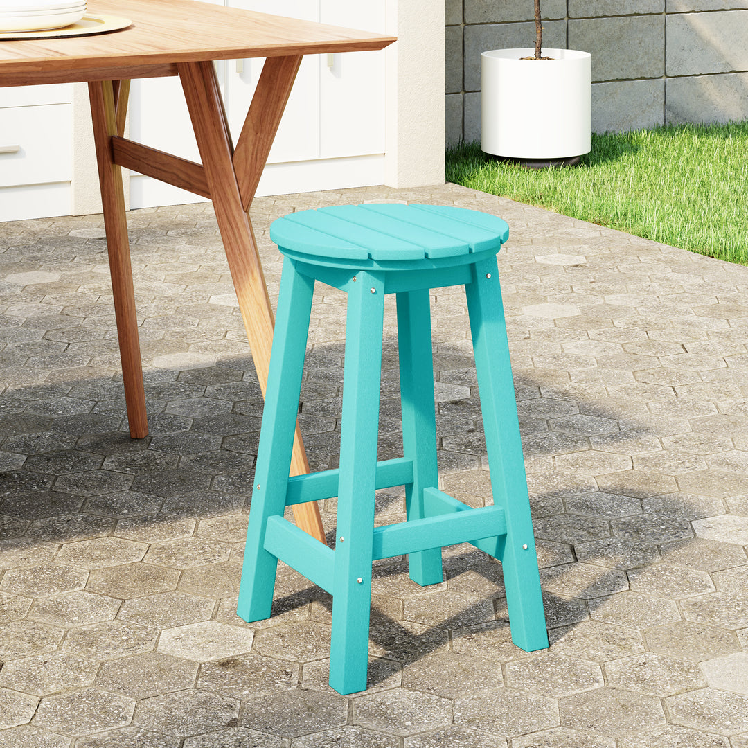Malibu 24" HDPE Outdoor Patio Round Counter Height Bar Stool