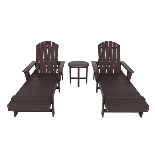 Dylan 3 Piece Adirondack Poly Reclining Chaise Lounge With Arms