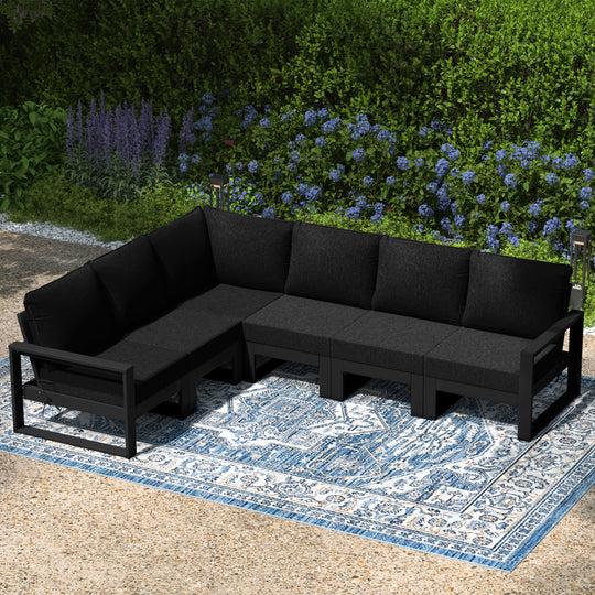 Montara 6-Piece Outdoor L-Shaped Patio Corner Sectional Sofa Conversation Set