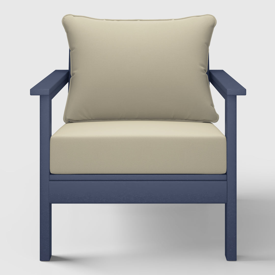 Avalon Outdoor Modern HDPE Patio Club Chair with Deep Seat Cushions