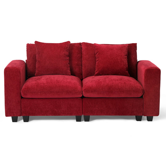 Augusta 70" Modular Chenille Loveseat Sofa With USB/Type-C Ports and Side Pockets