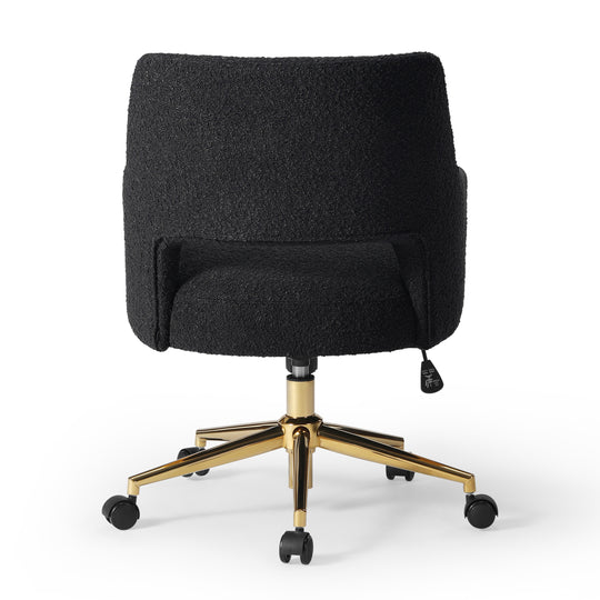 Genevieve Mid-Century Modern Swivel Office Vanity Chair with Wheels