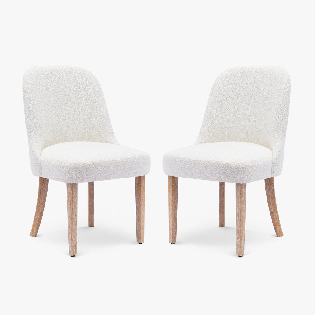 Genevieve Mid-Century Modern Upholstered Boucle Dining Chair (Set of 2)