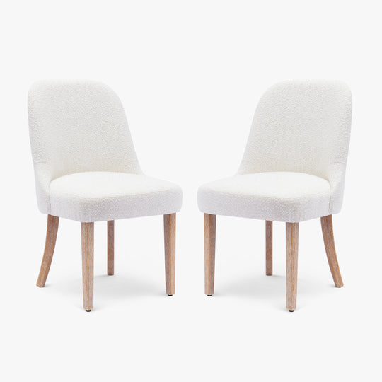 Genevieve Mid-Century Modern Upholstered Boucle Dining Chair (Set of 2)