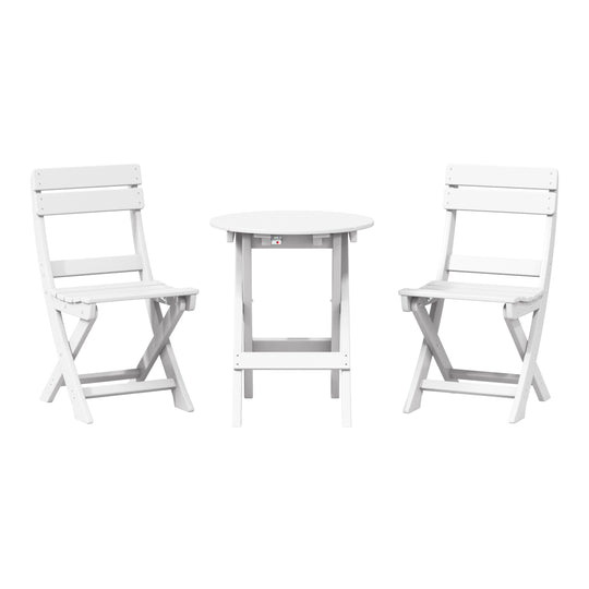 Malibu 3-Piece Outdoor HDPE Folding Patio Bistro Table and Chairs