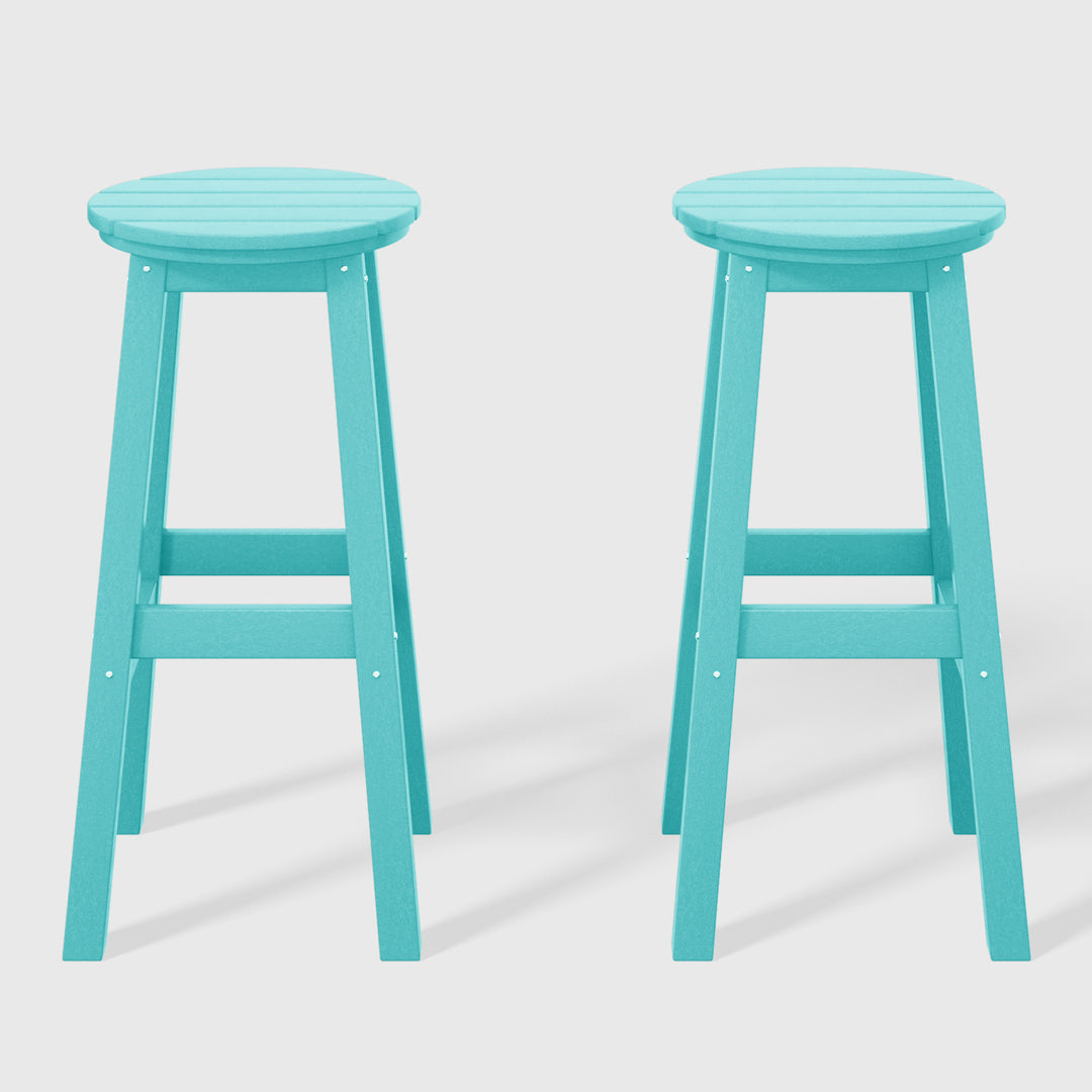 Malibu 29" HDPE Outdoor Patio Round Bar Stool (Set of 2)