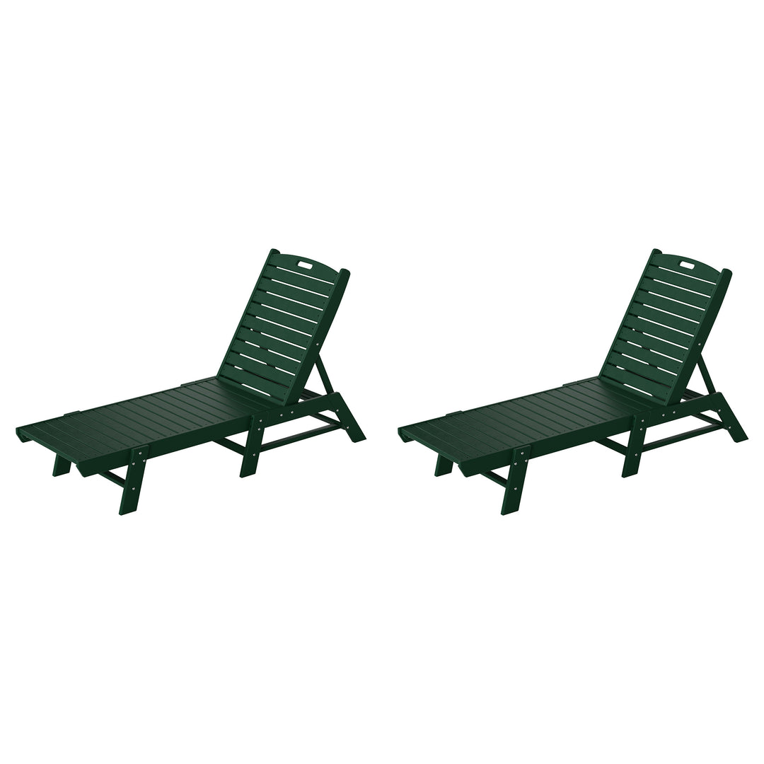 Malibu Poly Reclining Outdoor Patio Chaise Lounge Chair Adjustable (Set of 2)
