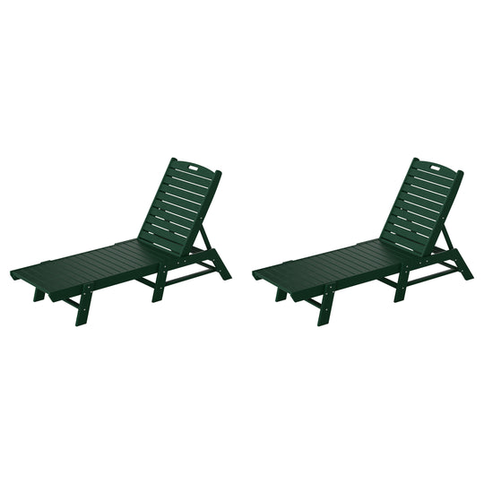 Malibu Poly Reclining Outdoor Patio Chaise Lounge Chair Adjustable (Set of 2)