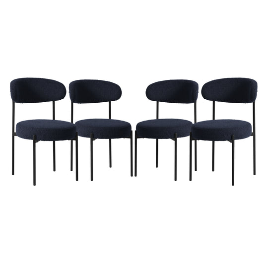 Alexandria Mid-Century Modern Upholstered Sherpa Round Dining Chairs (Set of 4)