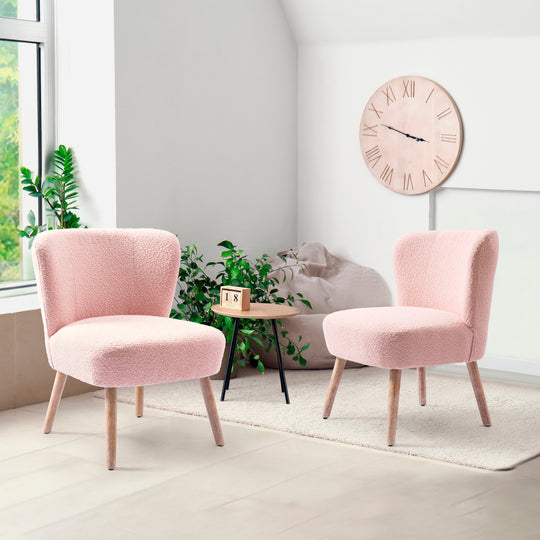Genevieve 25" Wide Upholstered Boucle Accent Chairs (Set of 2)