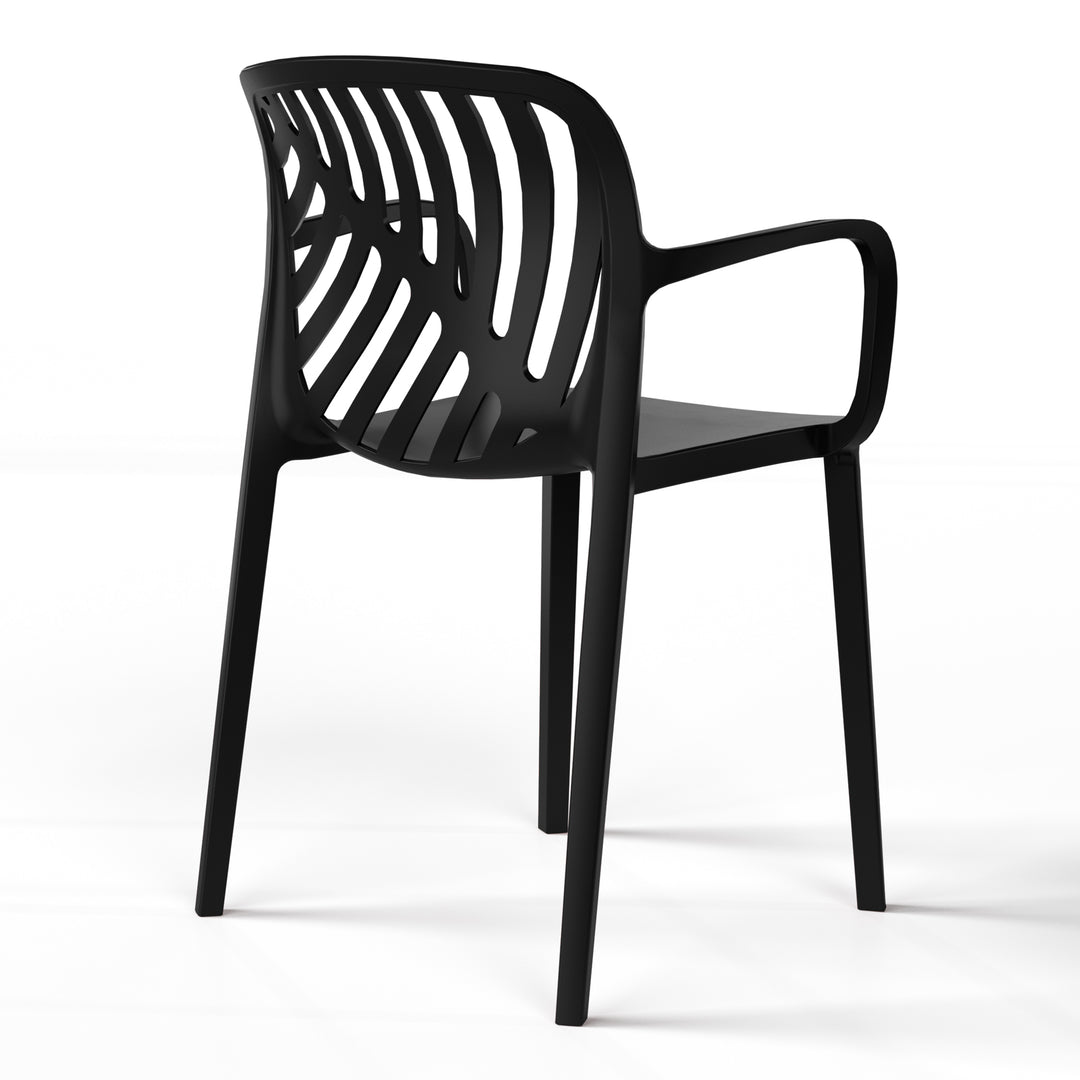 Playa Outdoor Modern Stackable Patio Dining Armchairs (Set of 2)