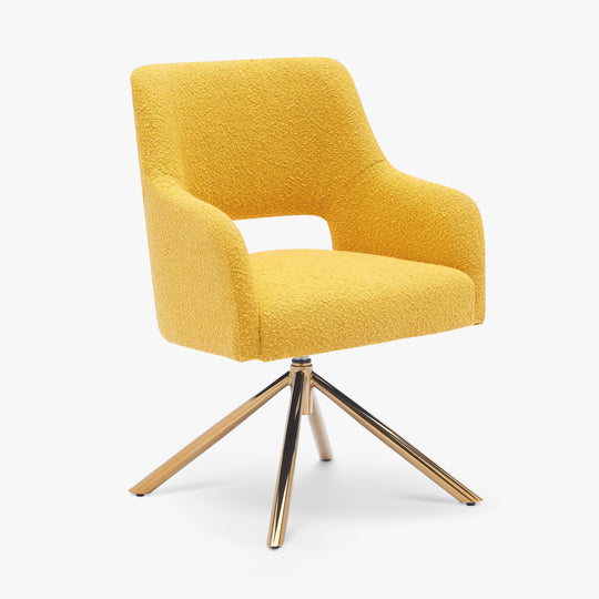 Genevieve Mid-Century Modern Wide Boucle Swivel Vanity Chair