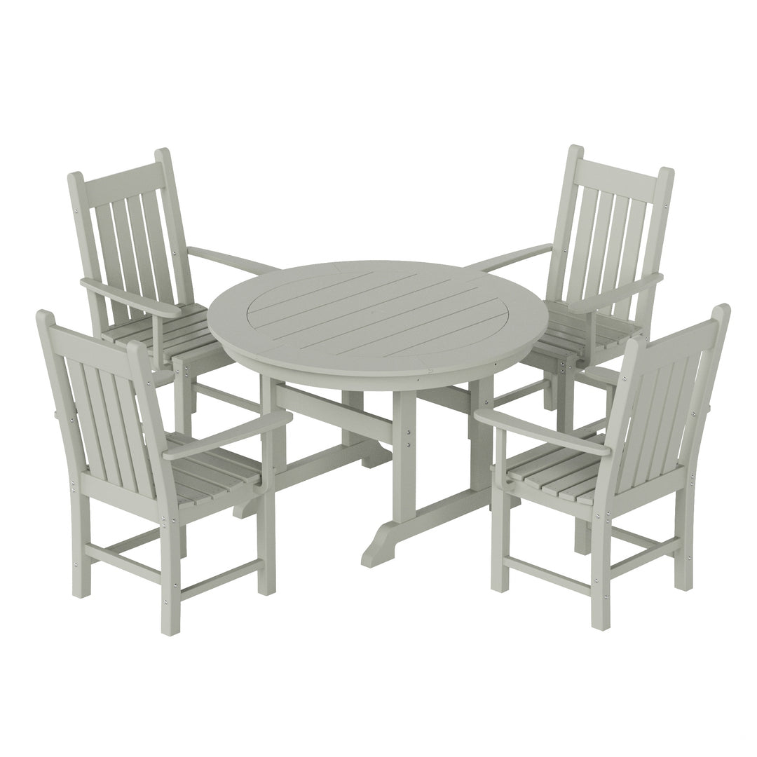 Malibu 5 Piece Outdoor Patio Dining Set Outdoor Round Table and Armchair Set