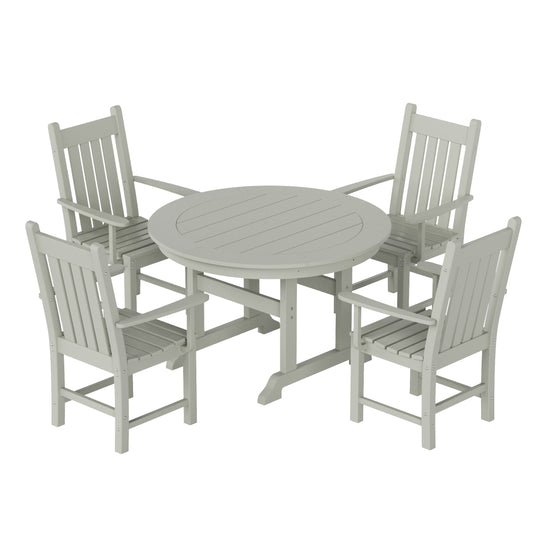 Malibu 5 Piece Outdoor Patio Dining Set Outdoor Round Table and Armchair Set