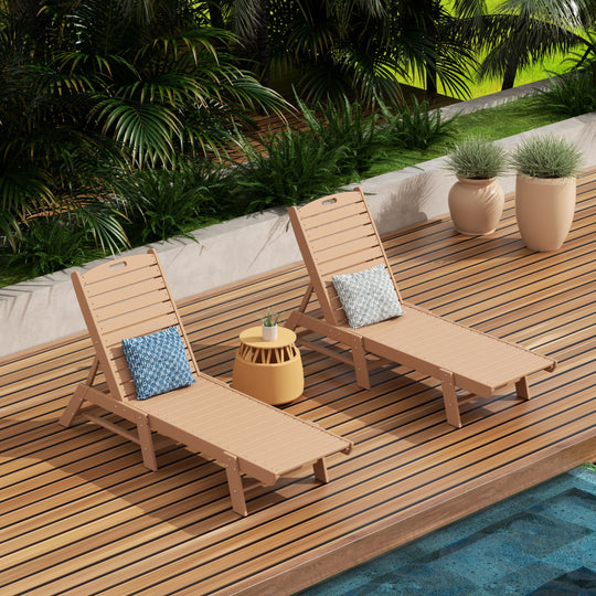 Malibu Poly Reclining Outdoor Patio Chaise Lounge Chair Adjustable (Set of 2)