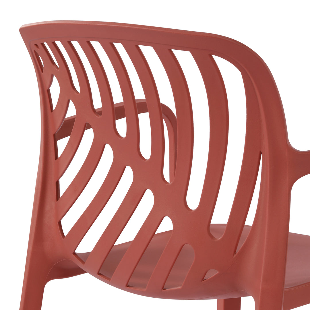 Playa Outdoor Modern Stackable Patio Dining Armchairs (Set of 2)