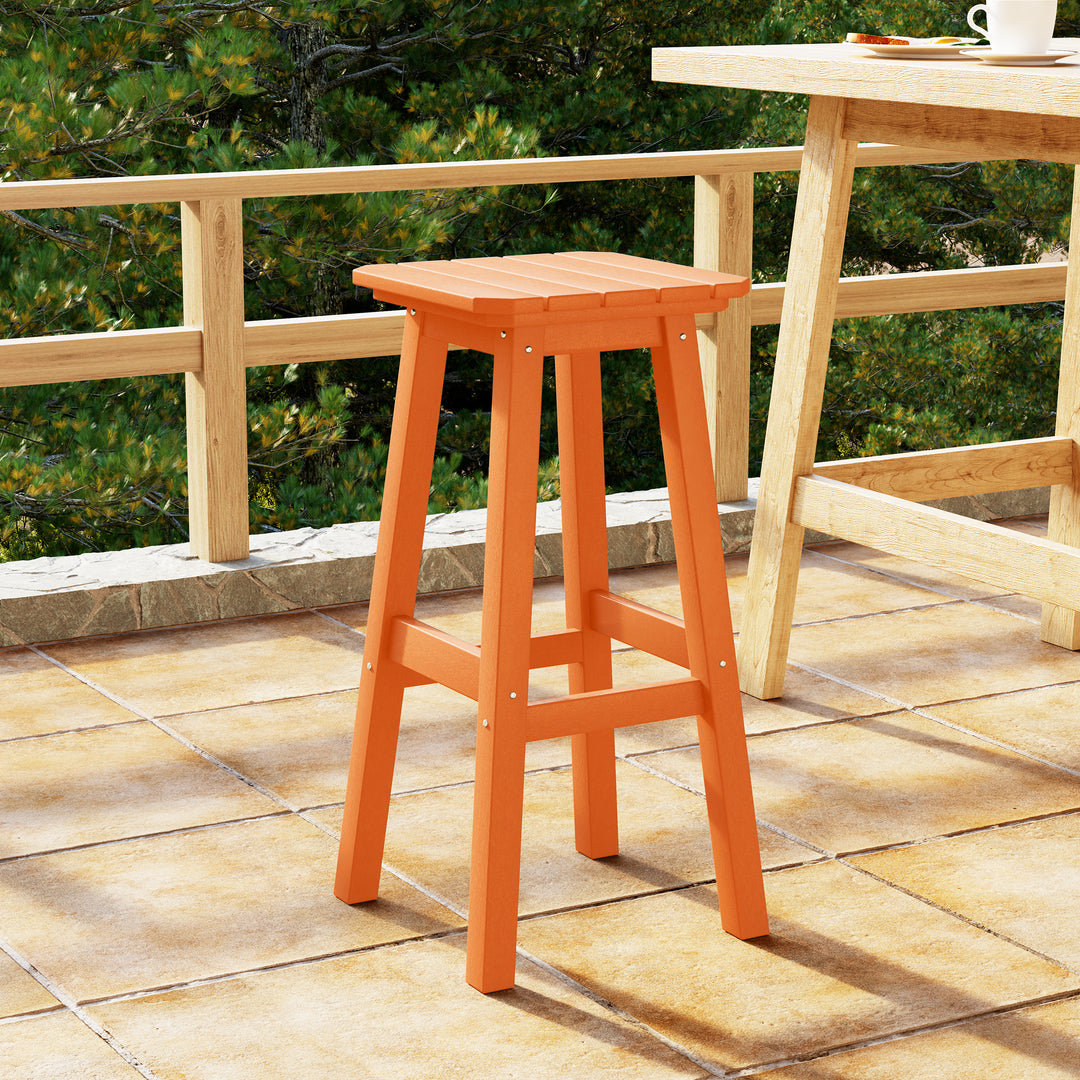 Malibu 29" HDPE Outdoor Patio Square Bar Height Bar Stool