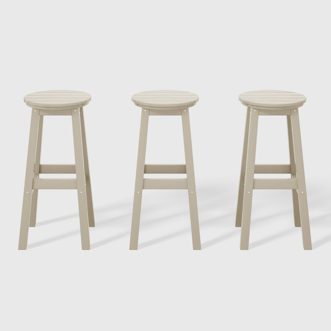 Malibu 29" HDPE Outdoor Patio Round Bar Stool (Set of 3)