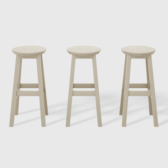 Malibu 29" HDPE Outdoor Patio Round Bar Stool (Set of 3)