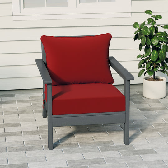 Avalon Outdoor Modern HDPE Patio Club Chair with Deep Seat Cushions