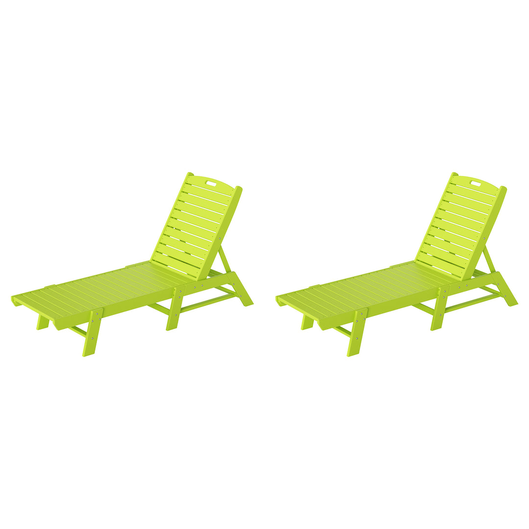 Malibu Poly Reclining Outdoor Patio Chaise Lounge Chair Adjustable (Set of 2)