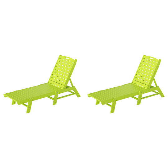 Malibu Poly Reclining Outdoor Patio Chaise Lounge Chair Adjustable (Set of 2)