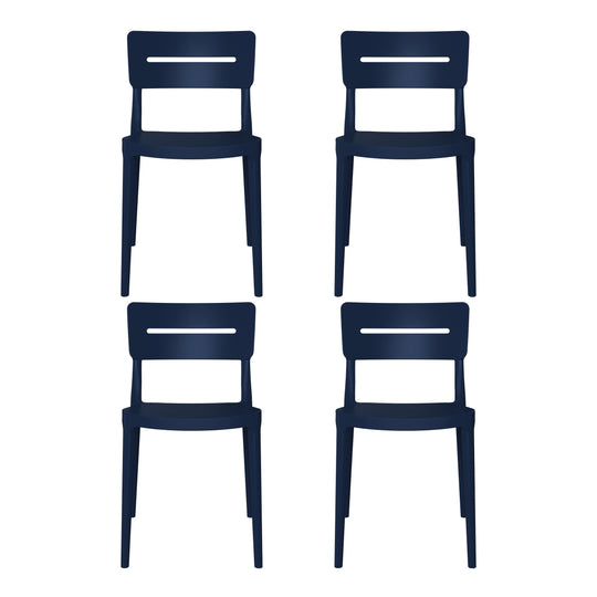 Playa Outdoor Modern Stackable Plastic Patio Dining Chairs (Set of 4)