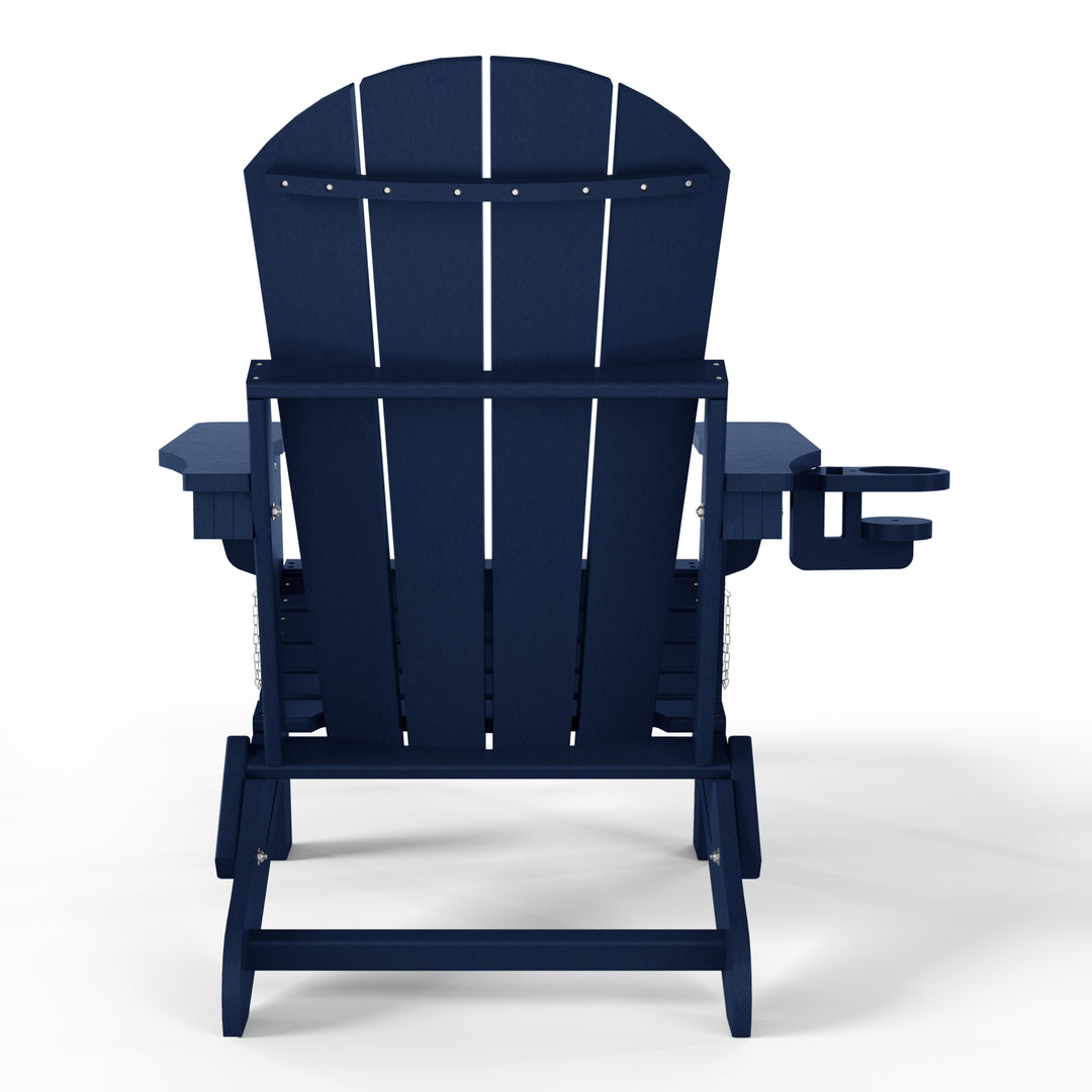 Malibu Folding Adjustable Adirondack Chair with Retractable Ottoman and Cup Holder (Set of 2)