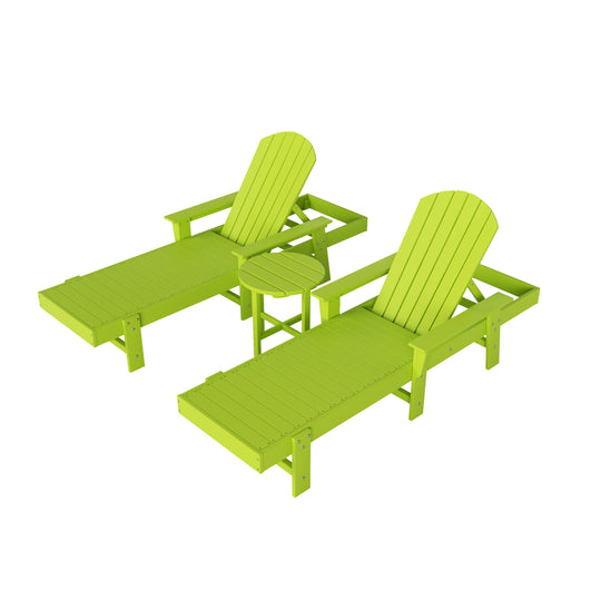 Dylan 3 Piece Adirondack Poly Reclining Chaise Lounge With Arms